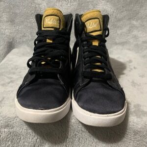 Nike Blazer Mid Varsity Jacket Pack Black Satin Yellow Size 7 AV9375-012 Womens‎